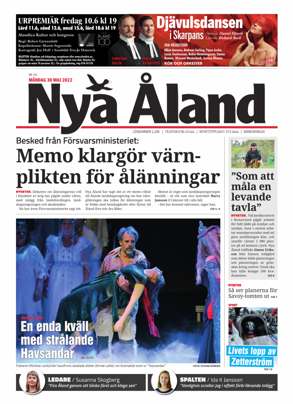 Nya Åland 30.5 - förstasidan